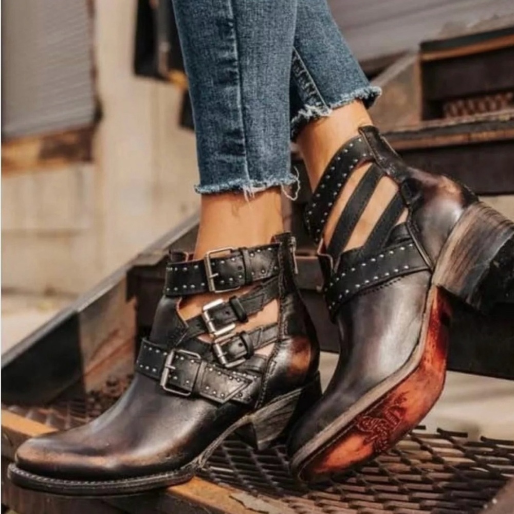 Freebird by Steven Women's Distressed Black Ankle Boots